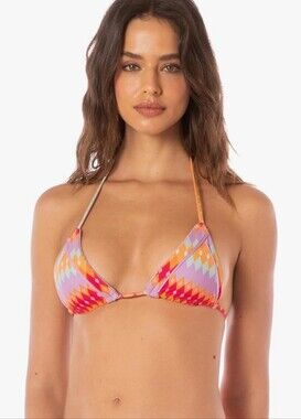 Maaji Colorblock Triangle Bikini Top in Pink, Orange & Lavender